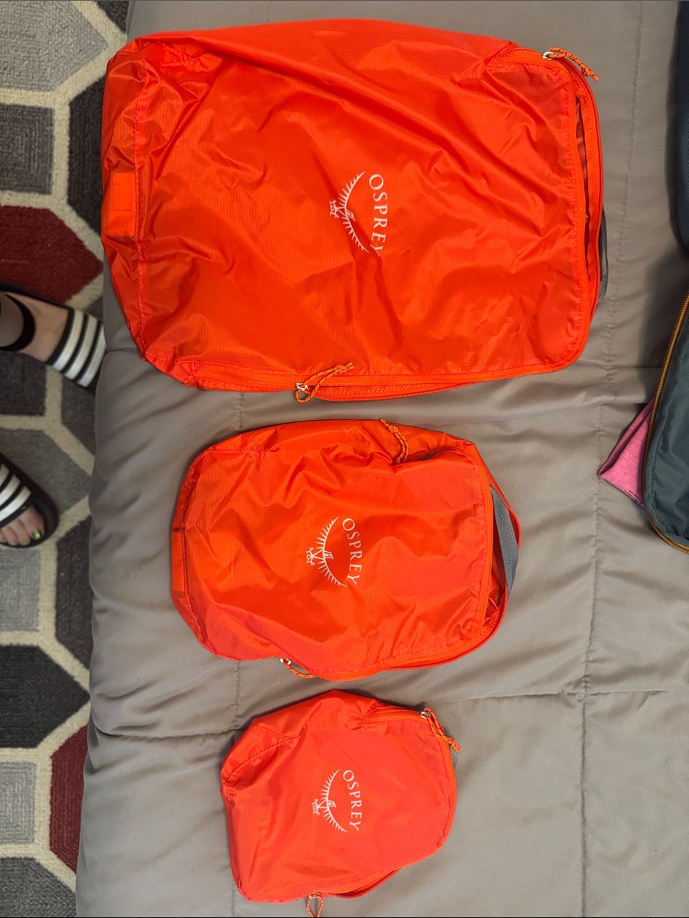 OSPREY Bright Orange Packing Cube Set - 3 Piece Travel Organizers